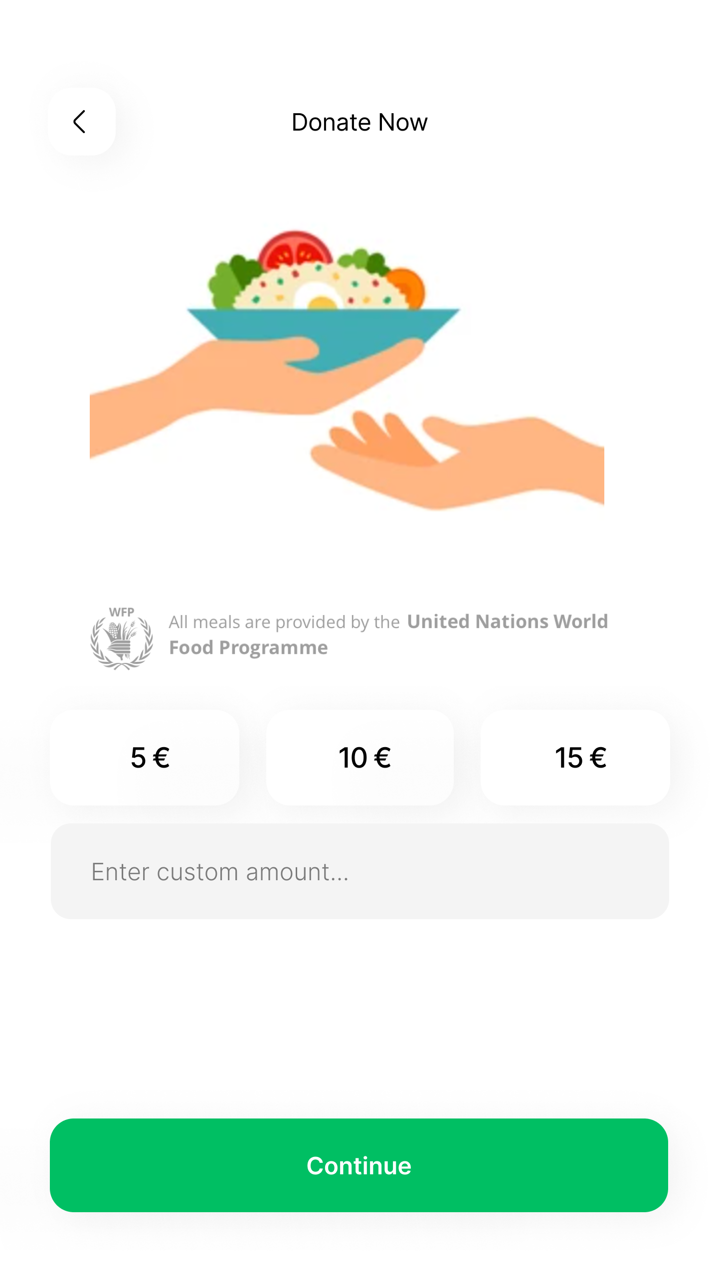 Charity payment after iteration screen 1
